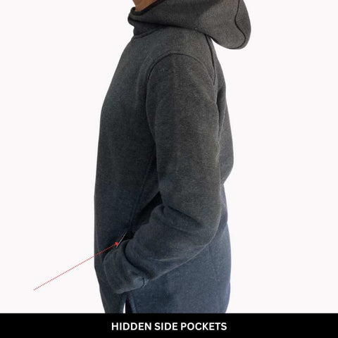 Stock Cotton Fleece Hoodie Dark Grey Marle